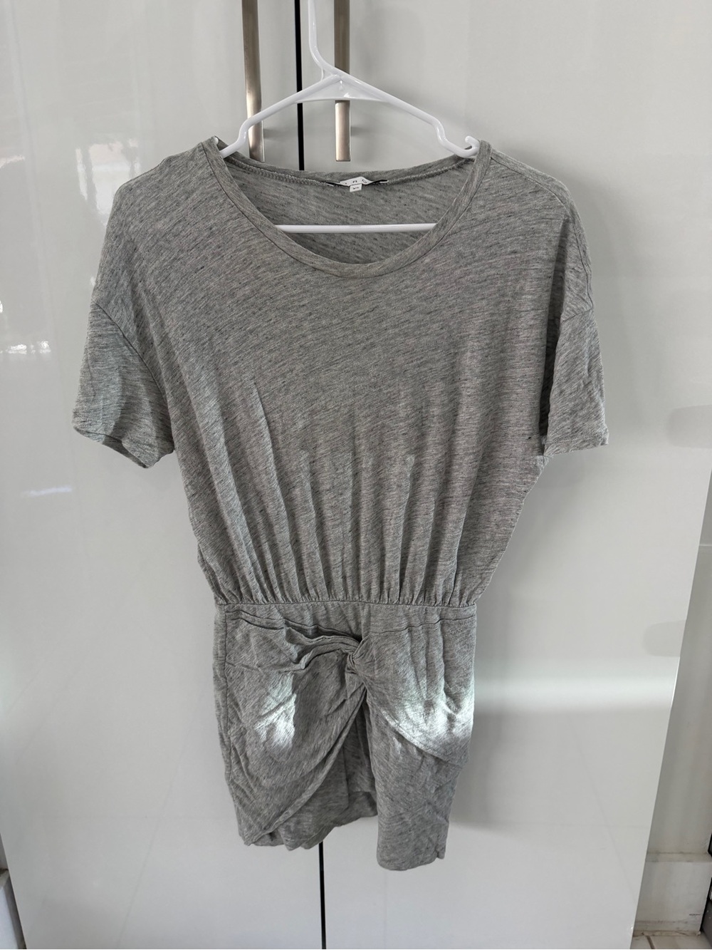 IRO Heather Gray Knot-Front Mini Dress